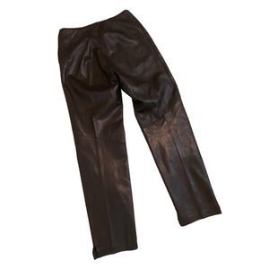 Danier 100% kid leather pants in brown straight leg lined flat front & back sz 6